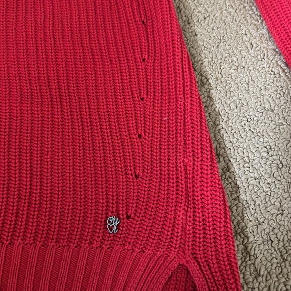 Oui Red Cotton Knit Pullover 6 - Picture 3 of 7
